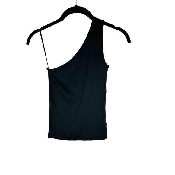 NWOT Madewell Women Brightside Rib One Shoulder Tank Top XXS Black Supima Cotton - Picture 2 of 7